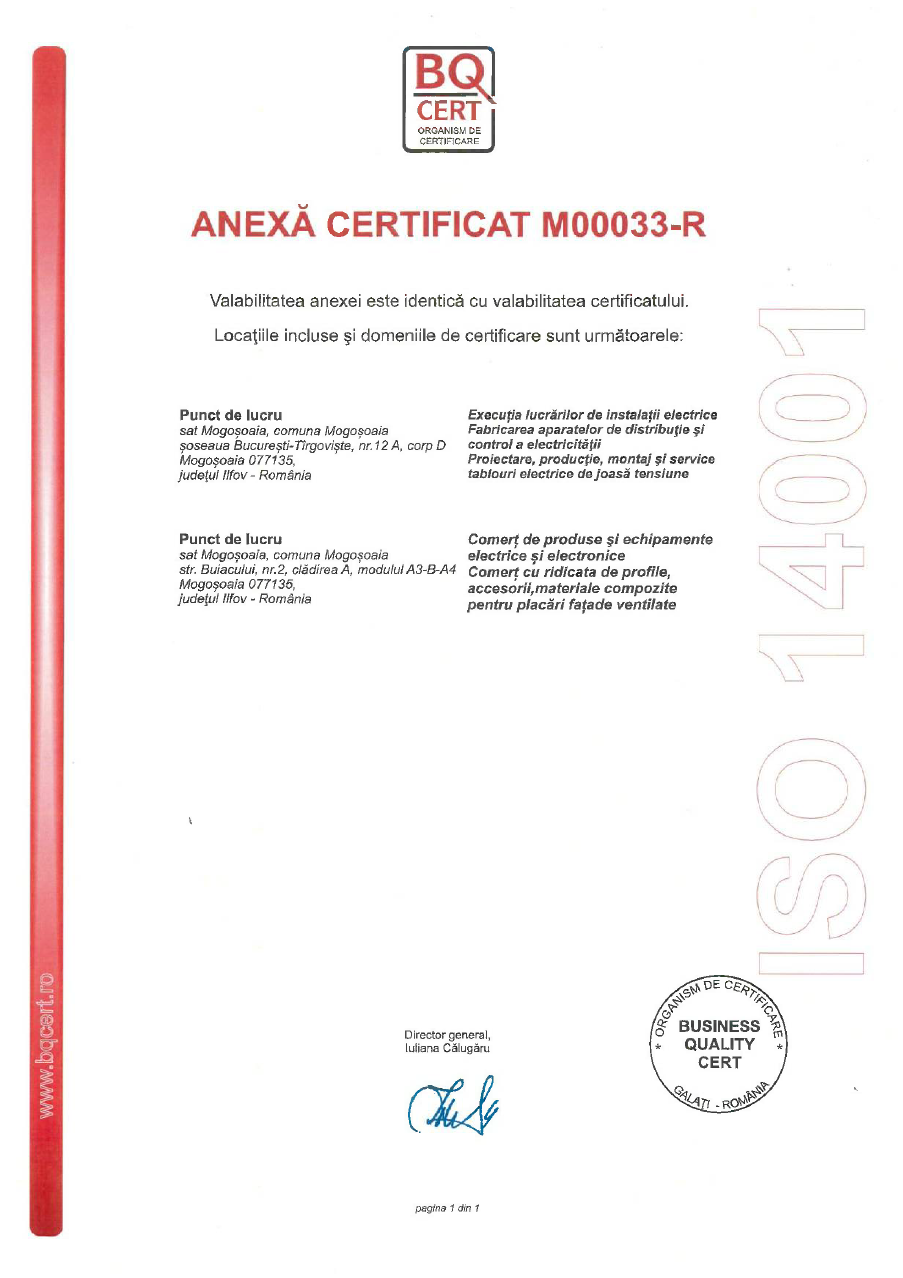 Anexa Certificat CHORUS ISO 14001