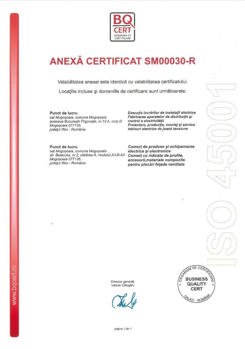Anexa Certificat CHORUS ISO 45001