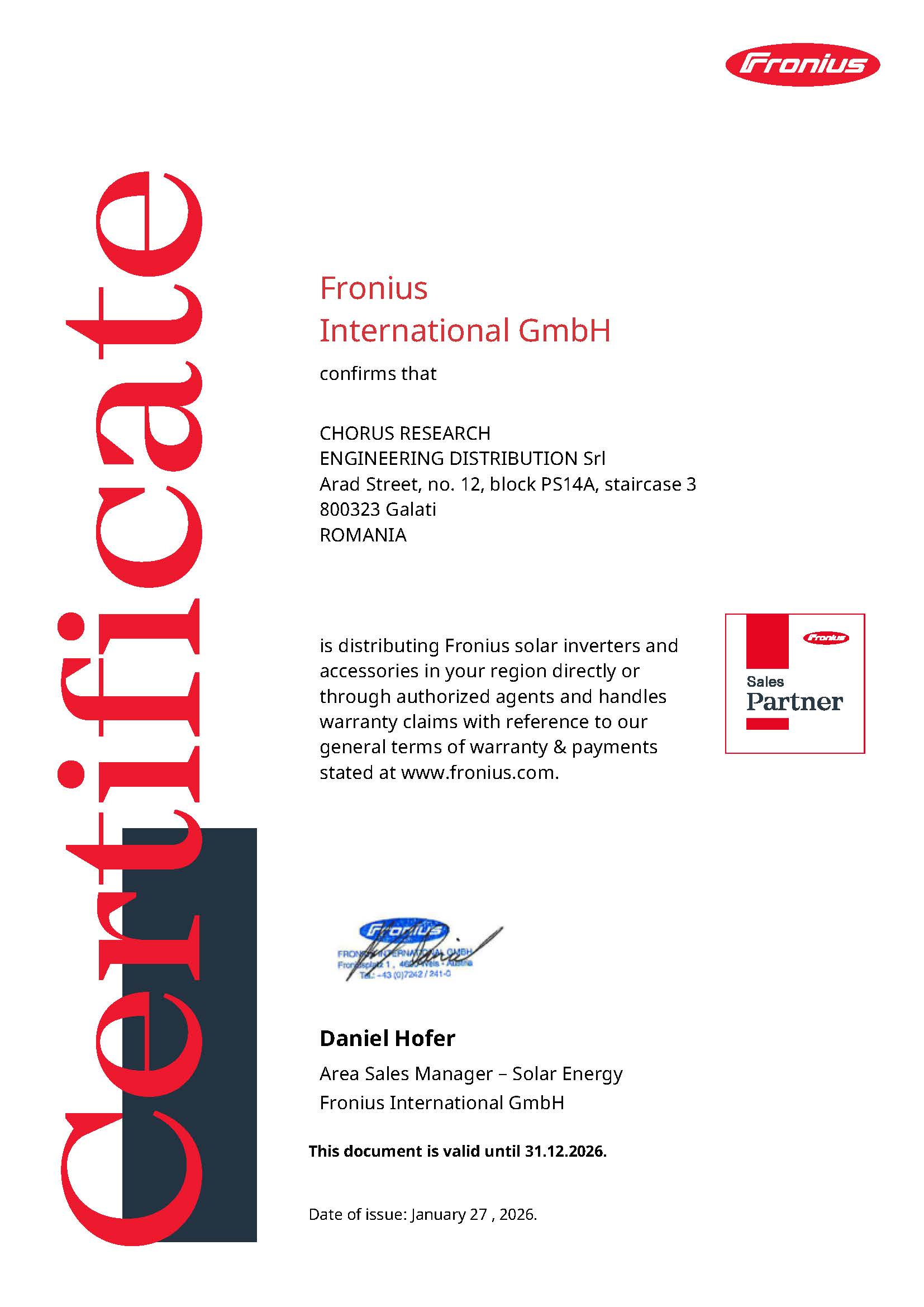 Anexa Certificat 
